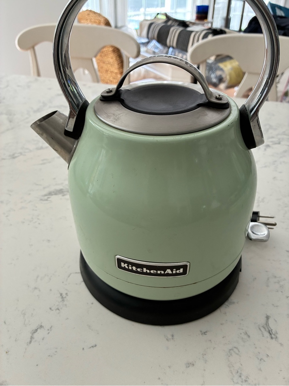 KitchenAid Sage Green Electric Whistling Kettle with Stainless Accents